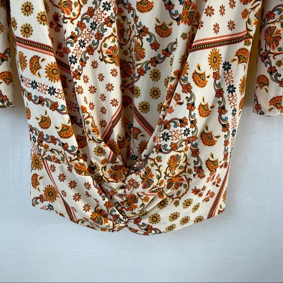 Amana Casual Red/Orange Bohemian Print Knot Front - Picture 3 of 8